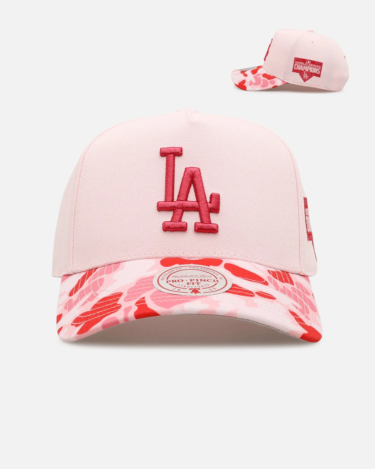 Mitchell & Ness Los Angeles Dodgers 'Pink Camo' Pro Pinch Snapback Pink sold by Culture Kings