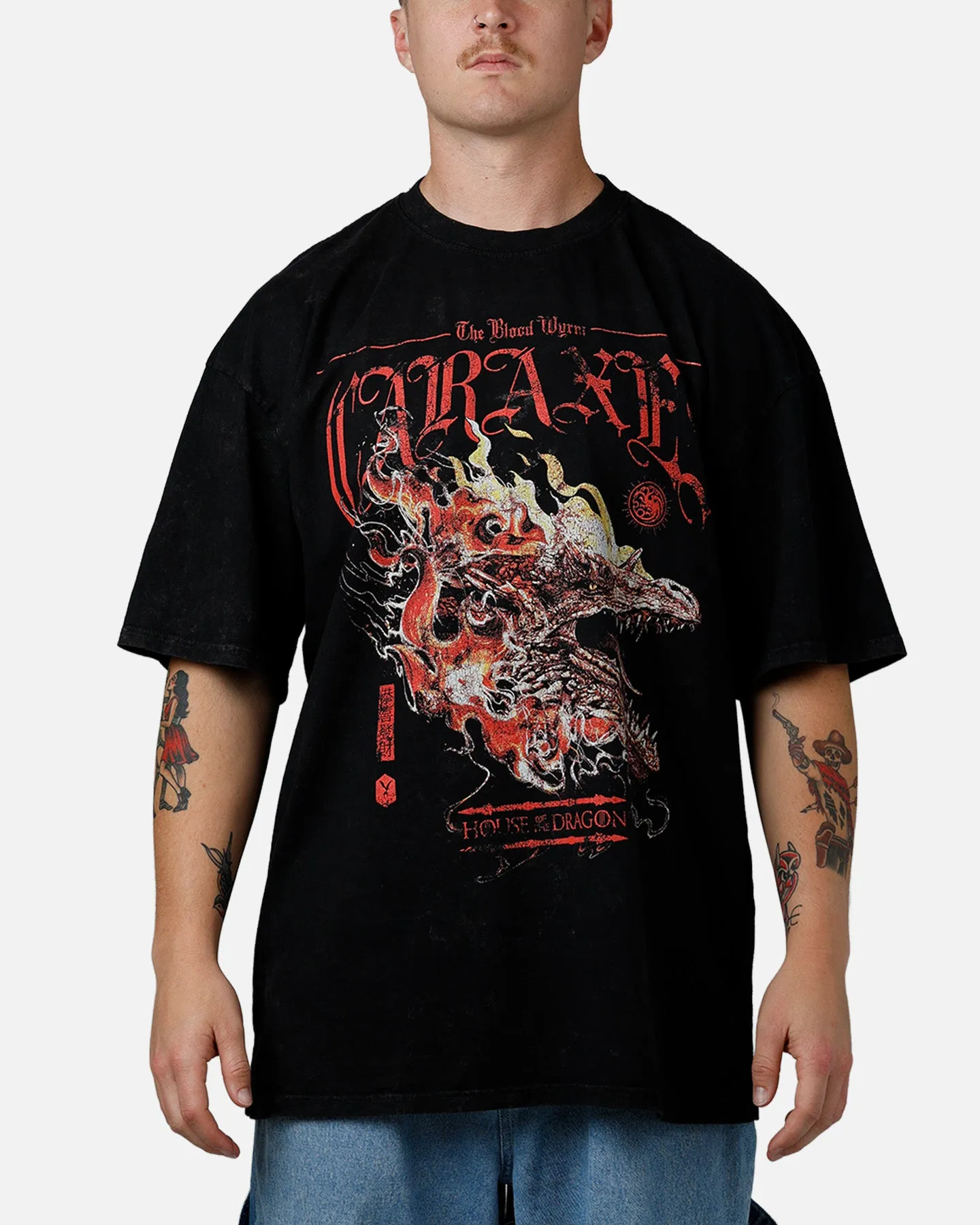 73Studio X House Of The Dragon Caraxes T-Shirt Black Acidwash sold by Culture Kings