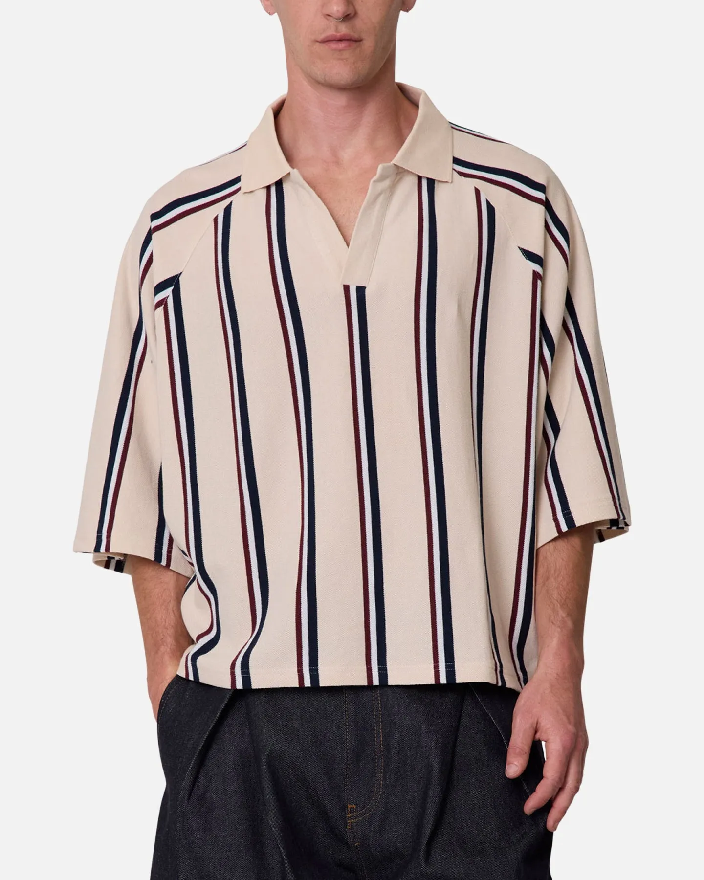 MNML Wide Striped Polo Shirt White/Navy sold by Culture Kings product image thumbnail 5