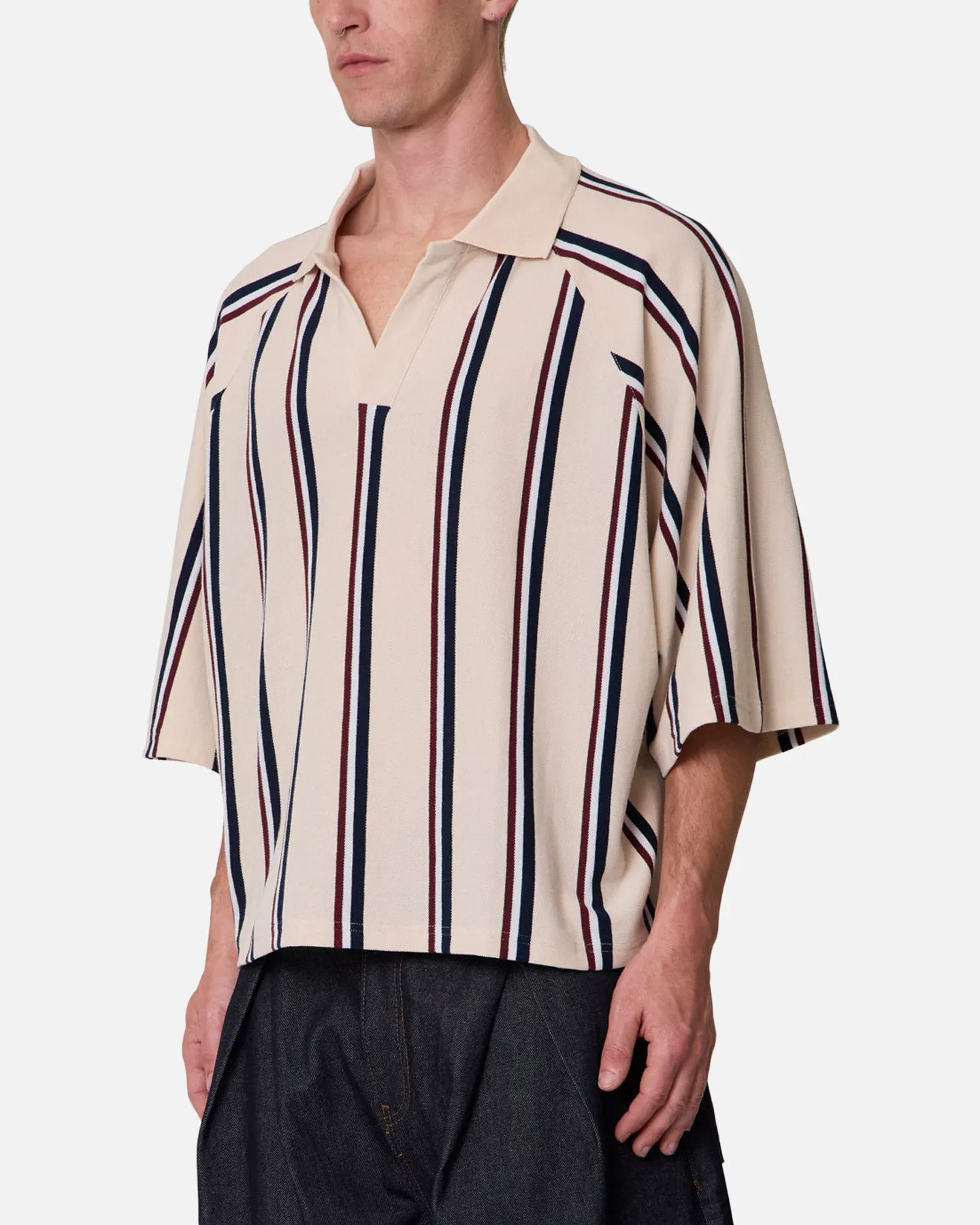 MNML Wide Striped Polo Shirt White/Navy sold by Culture Kings product image thumbnail 3