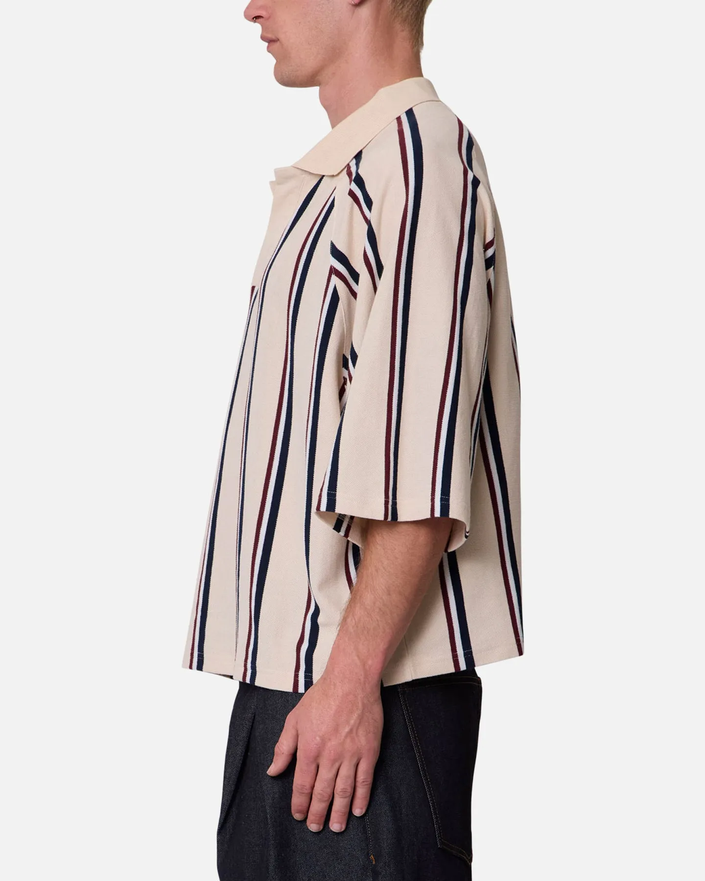 MNML Wide Striped Polo Shirt White/Navy sold by Culture Kings product image thumbnail 4