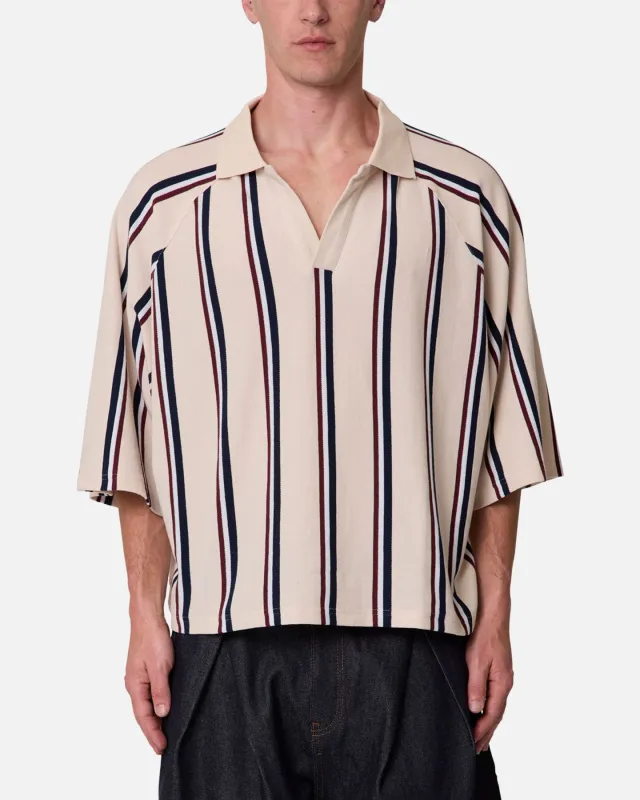 MNML Wide Striped Polo Shirt White/Navy made by MNML