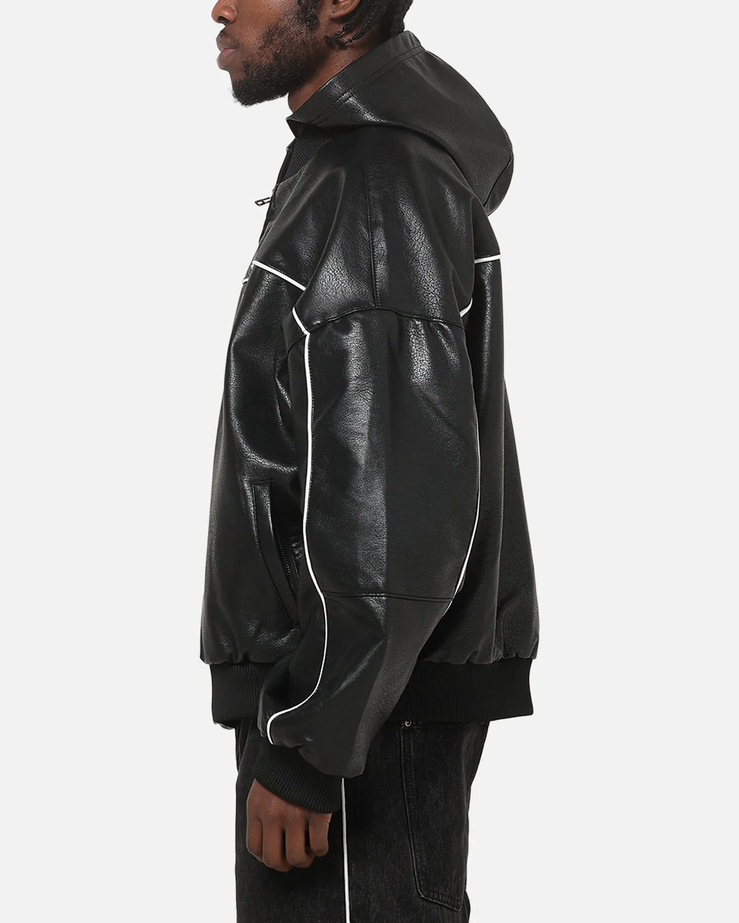 Carré Velocity Vegan Leather Bomber Jacket Black sold by Culture Kings product image thumbnail 5