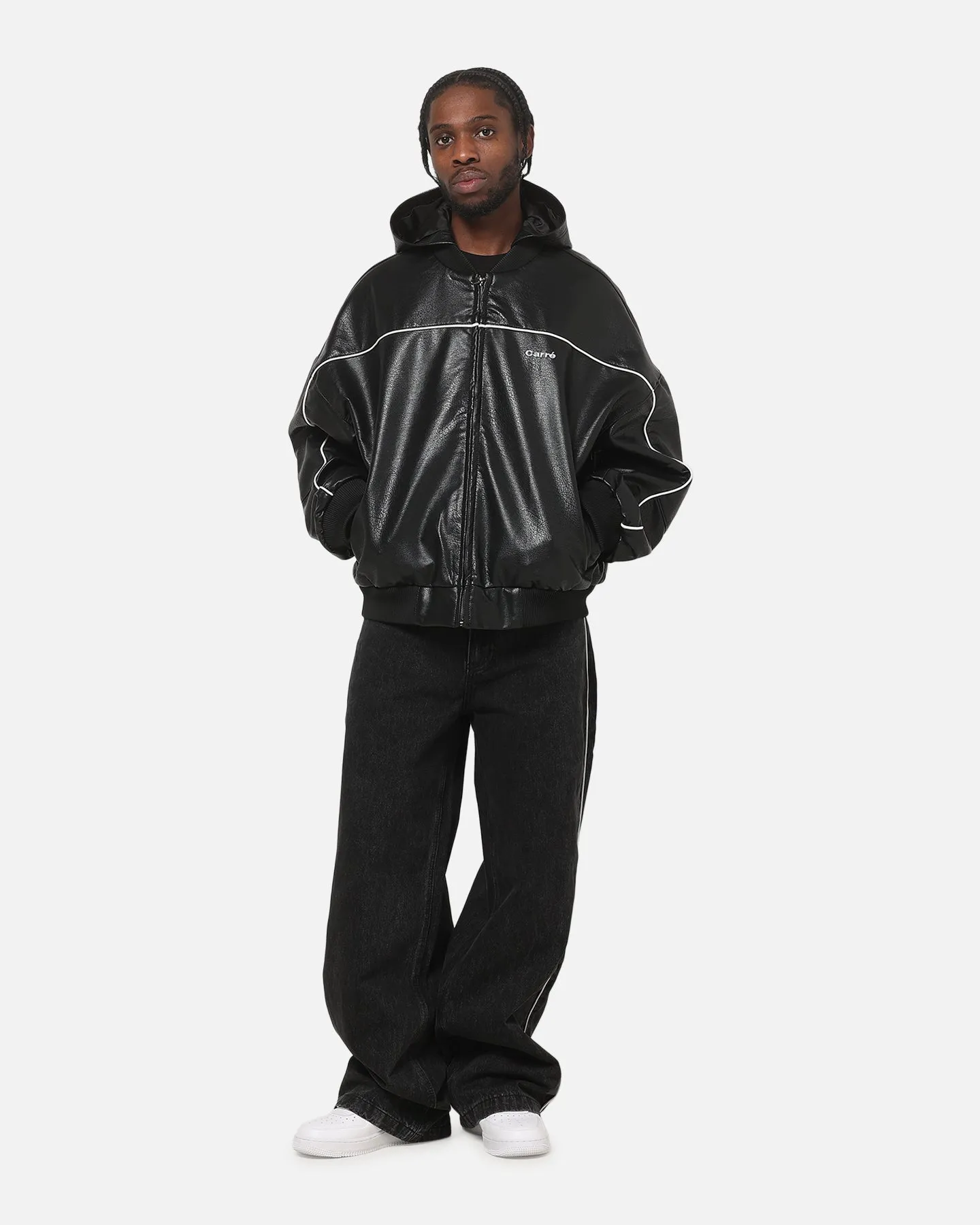 Carré Velocity Vegan Leather Bomber Jacket Black sold by Culture Kings product image thumbnail 2