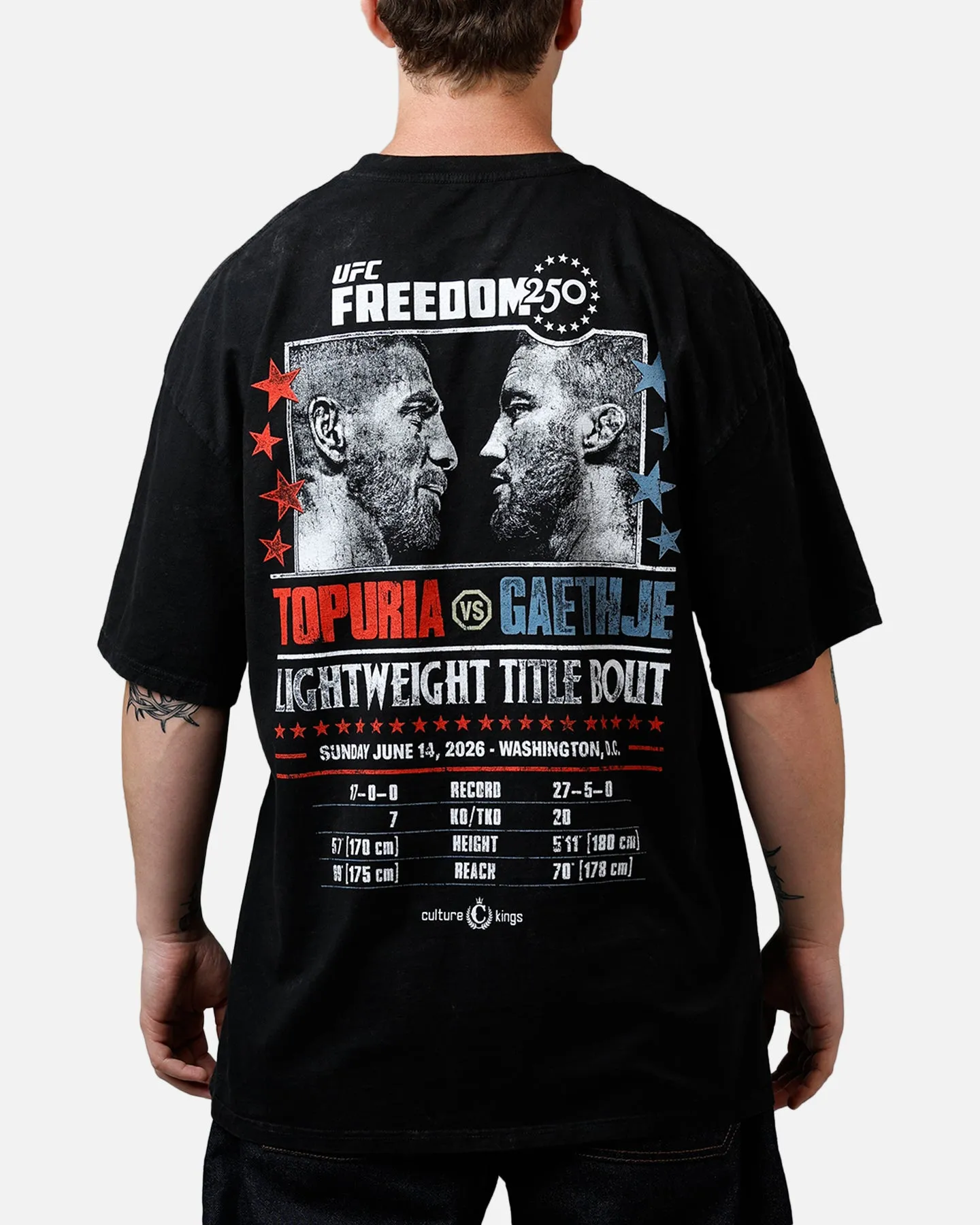 UFC By Culture Kings UFC 250 Topuria Vs Gaethje T-Shirt Black Acidwash sold by Culture Kings product image thumbnail 2