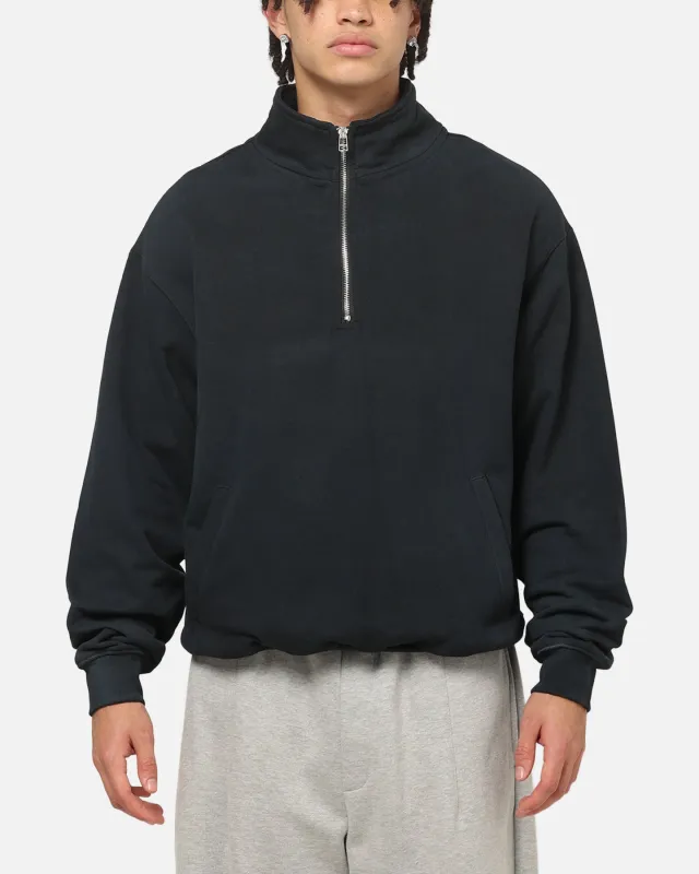 American Thrift Leisure Quarter Zip Mock Neck Sweater Washed Black made by Culture Kings