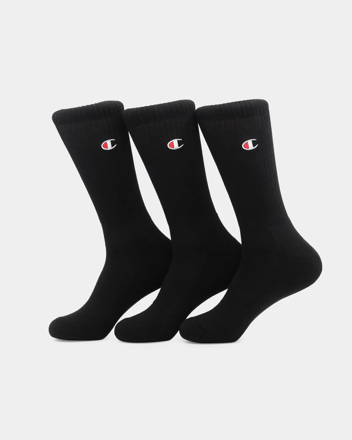 Champion 3 Pack C Logo Crew Socks Black sold by Culture Kings