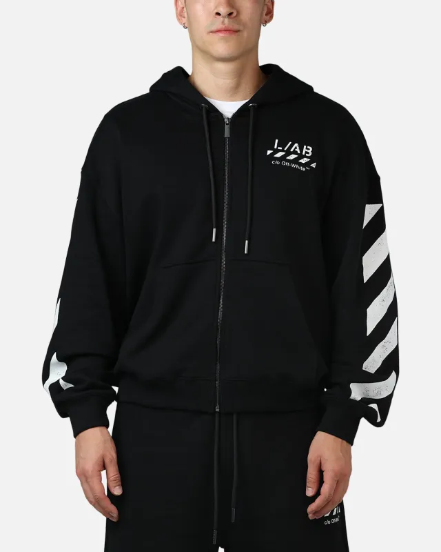 Off White Diag Full Zip Hoodie Black made by Off-White