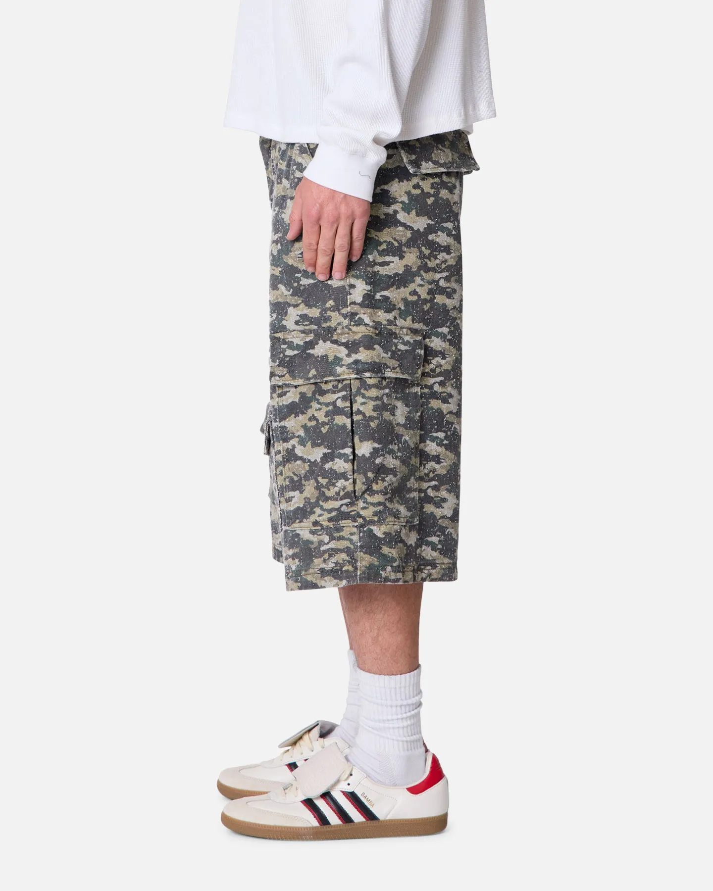 MNML Distressed Ultra Baggy Cargo Shorts Camo sold by Culture Kings product image thumbnail 4