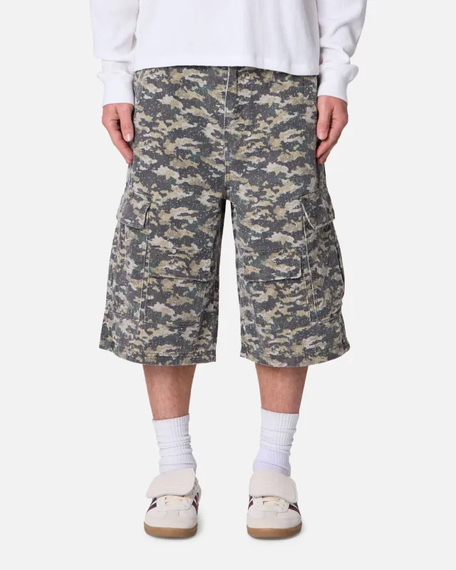 MNML Distressed Ultra Baggy Cargo Shorts Camo made by MNML
