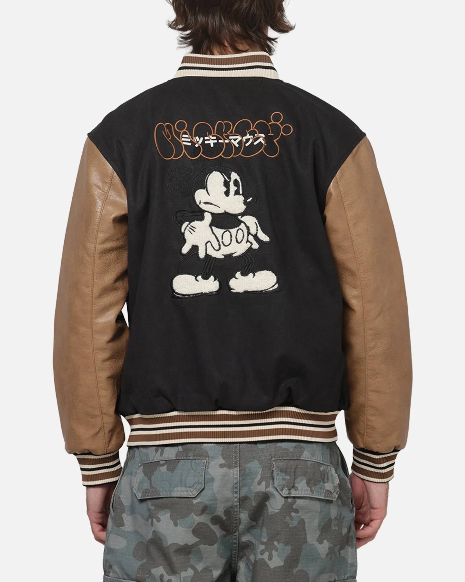Carré x Disney Mickey & Friends Varsity Jacket Washed Black sold by Culture Kings