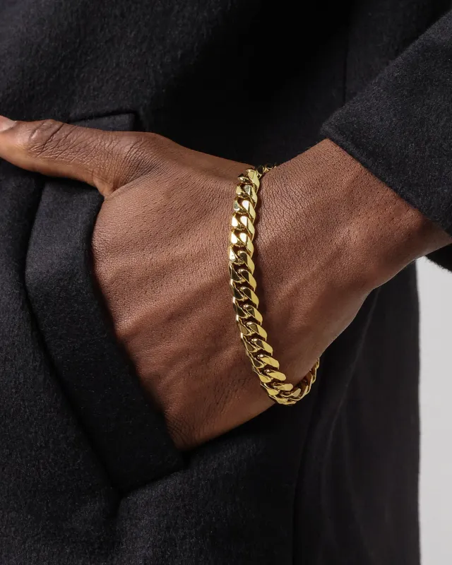 NXS 10mm Cuban Link Bracelet Gold made by Culture Kings