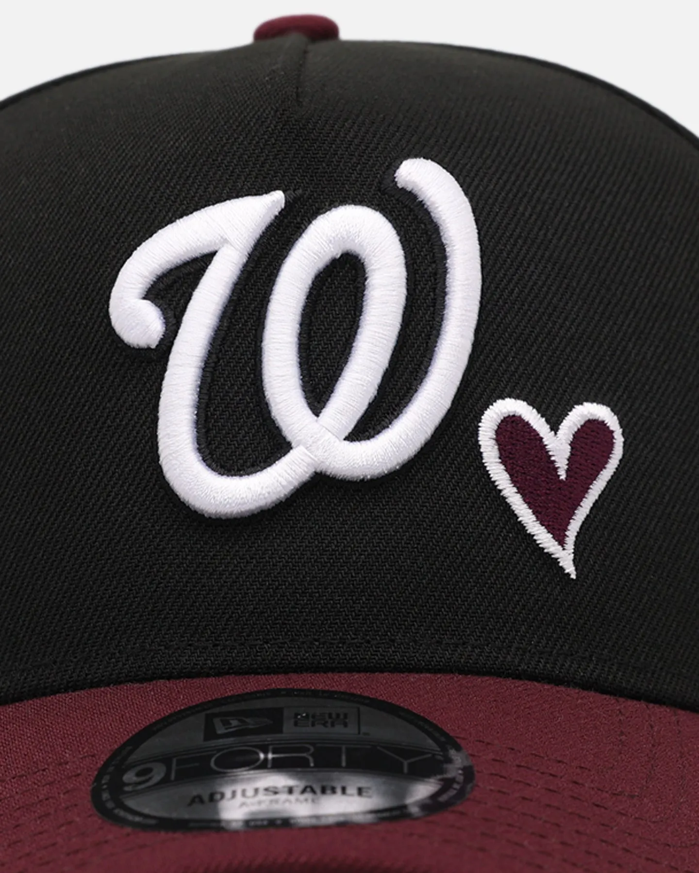 New Era Washington Nationals 'Burgundy Hearts' 9FORTY A-Frame Snapback Black/Maroon sold by Culture Kings product image thumbnail 5