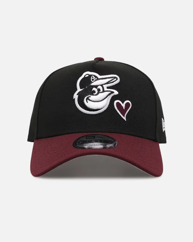 New Era Baltimore Orioles 'Burgundy Hearts' 9FORTY A-Frame Snapback Black/Maroon made by New Era