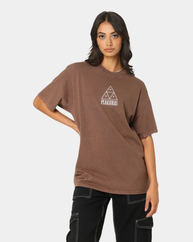 HUF X Pleasures Dyed Short Sleeve T-Shirt Brown sold by Culture Kings