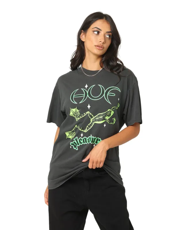 HUF X Pleasures Cane Washed Short Sleeve T-Shirt Washed Black sold by Culture Kings