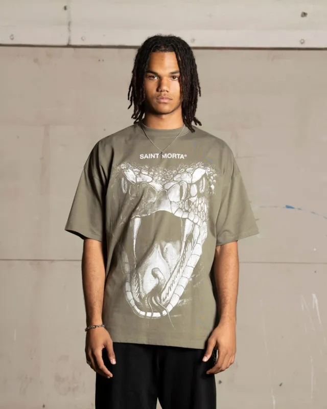Saint Morta Snake Eyes Boxy T-Shirt Khaki Green sold by Culture Kings