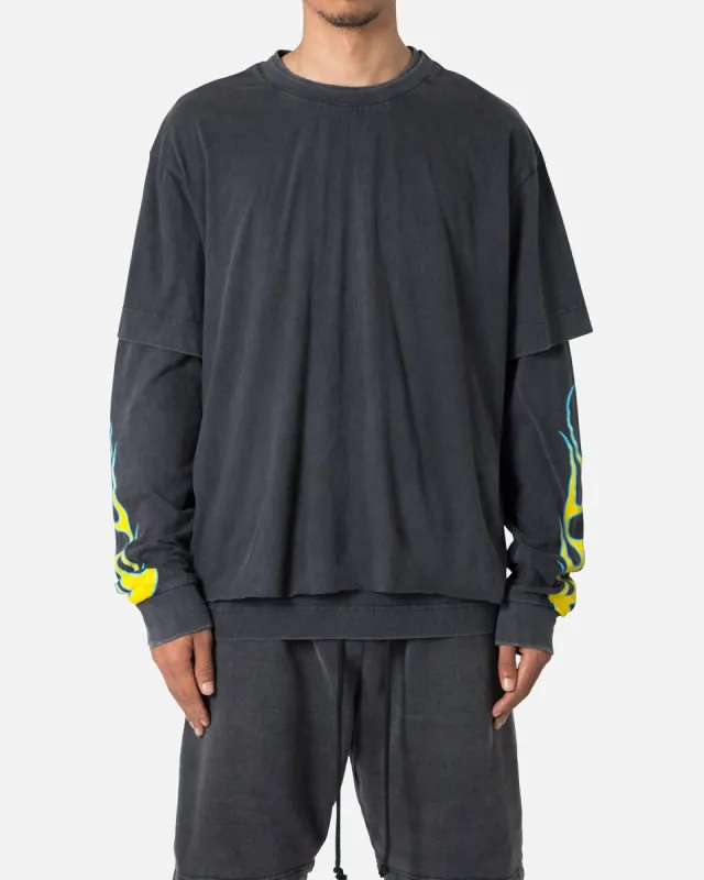 MNML Flame Double Layer Long Sleeve T-Shirt Black sold by Culture Kings