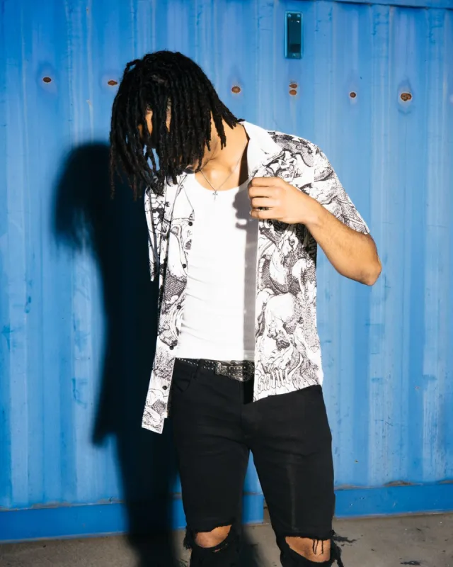Saint Morta Babylon Short Sleeve Shirt Black/White sold by Culture Kings