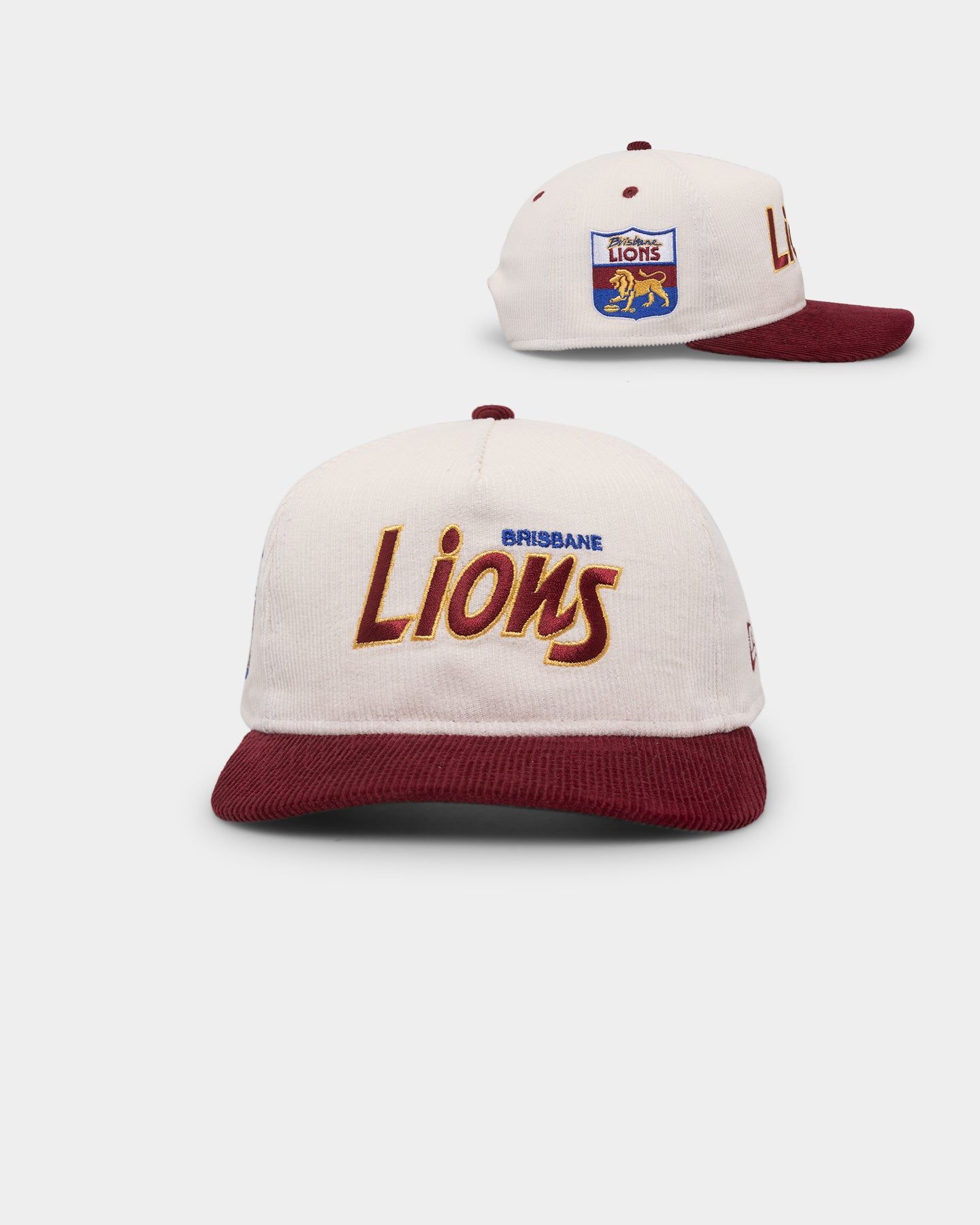 New Era Brisbane Lions "AFL Cord Script" Golfer Snapback Chrome/OTC sold by Culture Kings