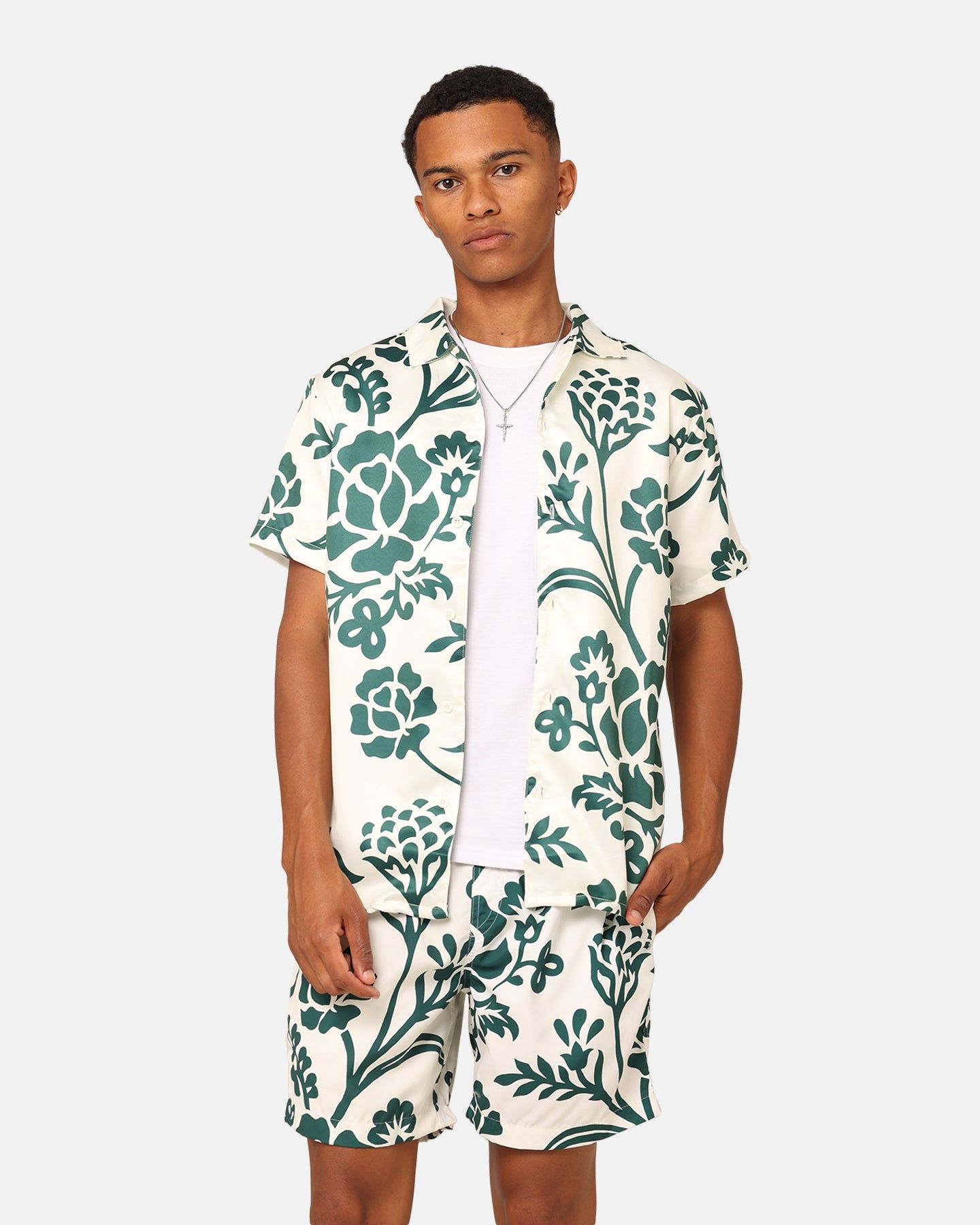 XXIII James Button Up Shirt Cream/Green sold by Culture Kings