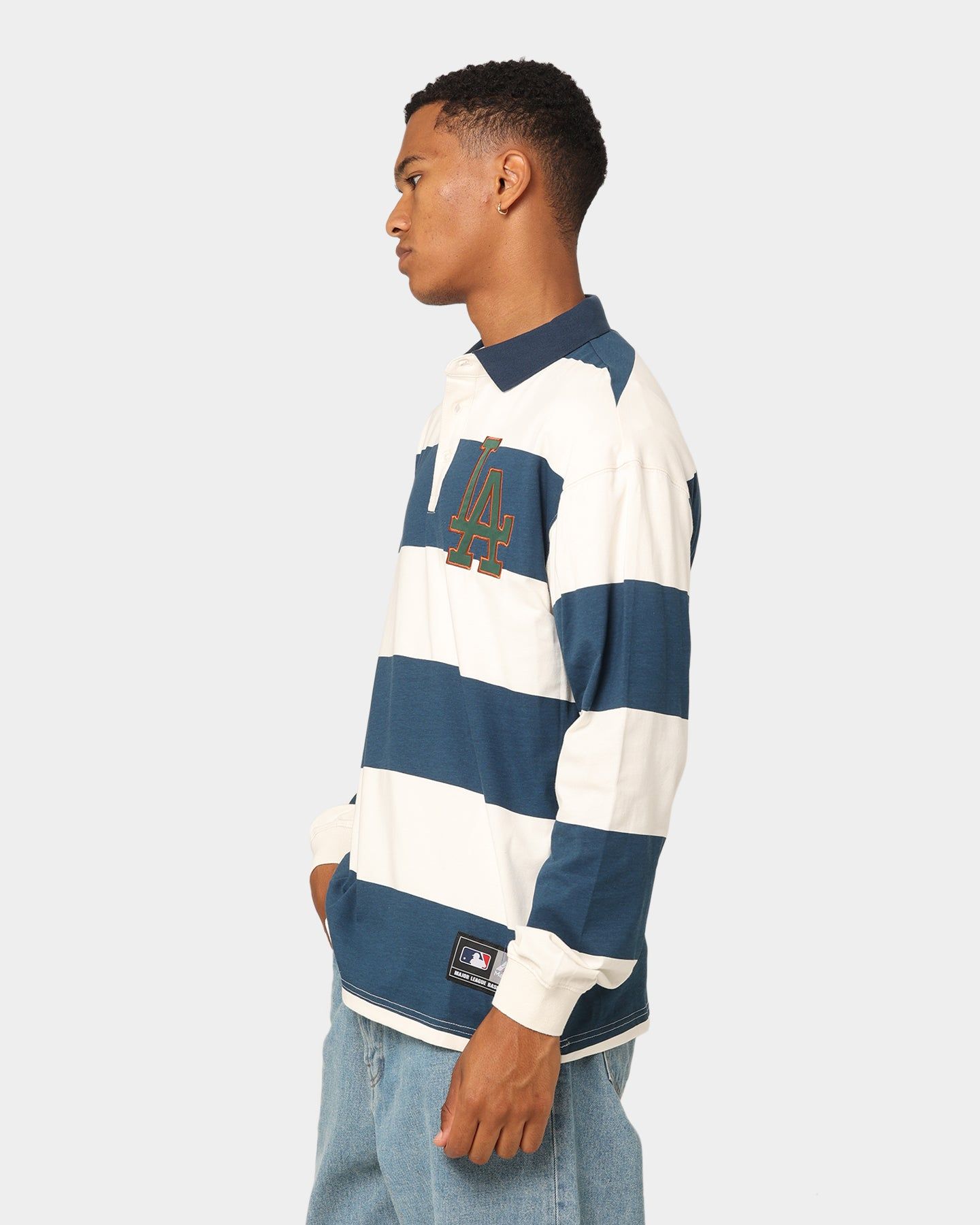 Majestic Athletic Los Angeles Dodgers Vintage Athletic Stripe Rugby Jersey Vintage White/French Blue sold by Culture Kings product image thumbnail 6