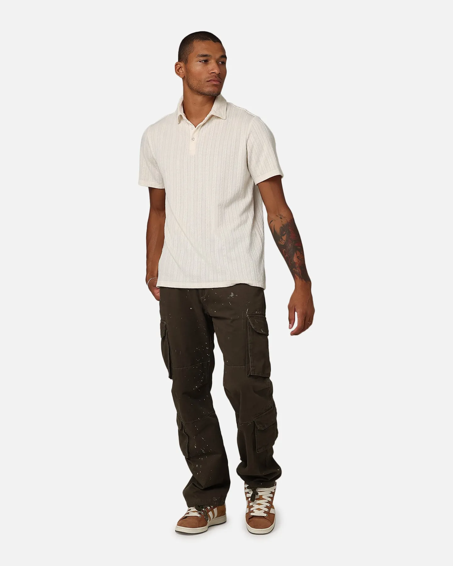 XXIII Herringbone Cable Polo Shirt Cream sold by Culture Kings product image thumbnail 3