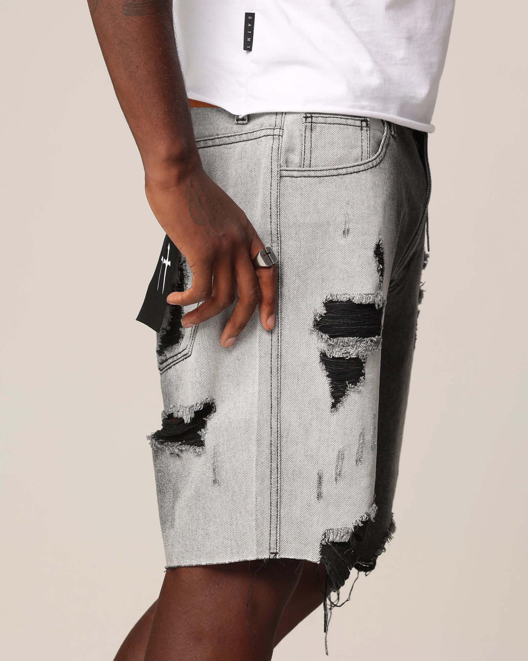 Saint Morta Sidewinder Denim Shorts Black Wash sold by Culture Kings product image thumbnail 3