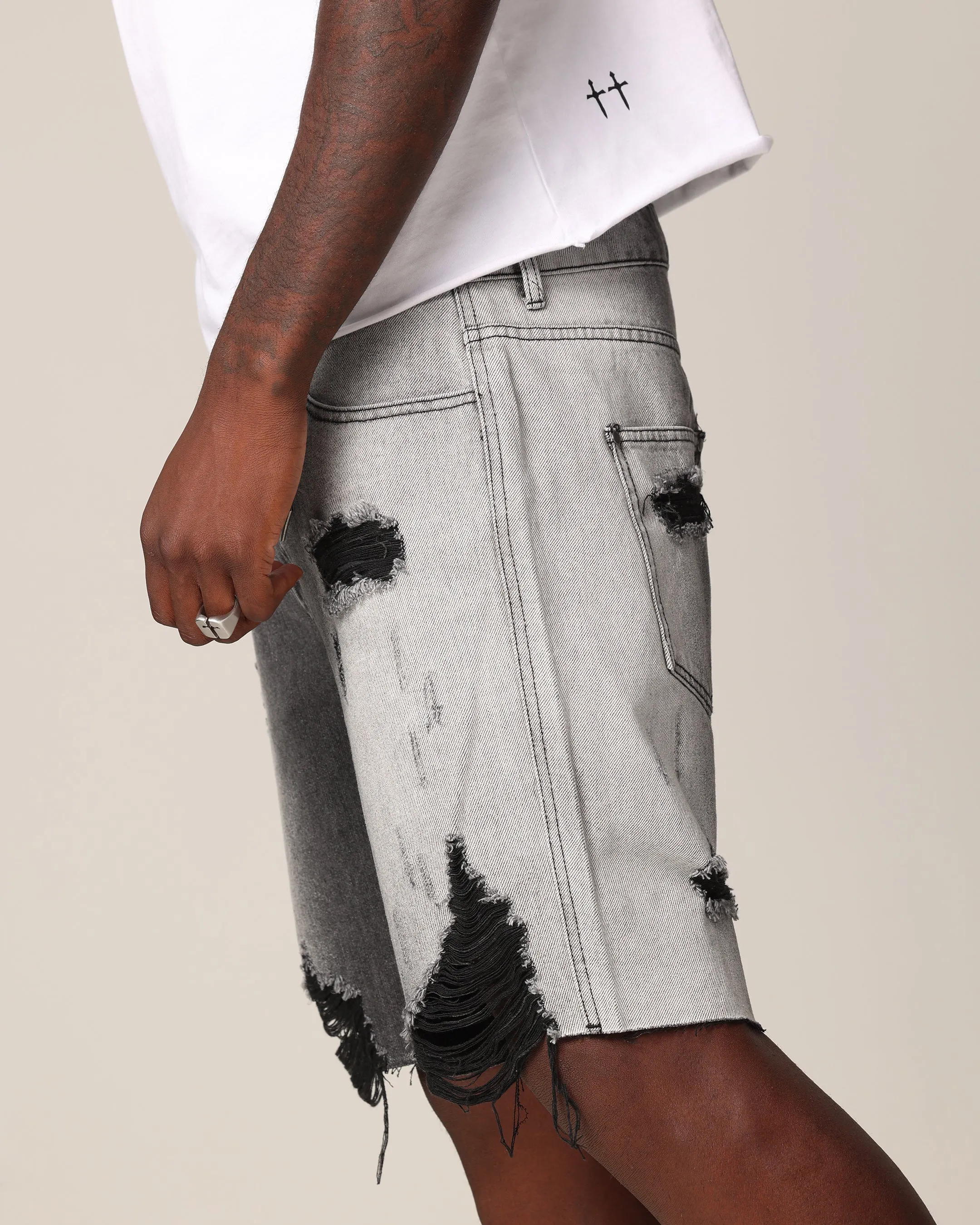 Saint Morta Sidewinder Denim Shorts Black Wash sold by Culture Kings product image thumbnail 4