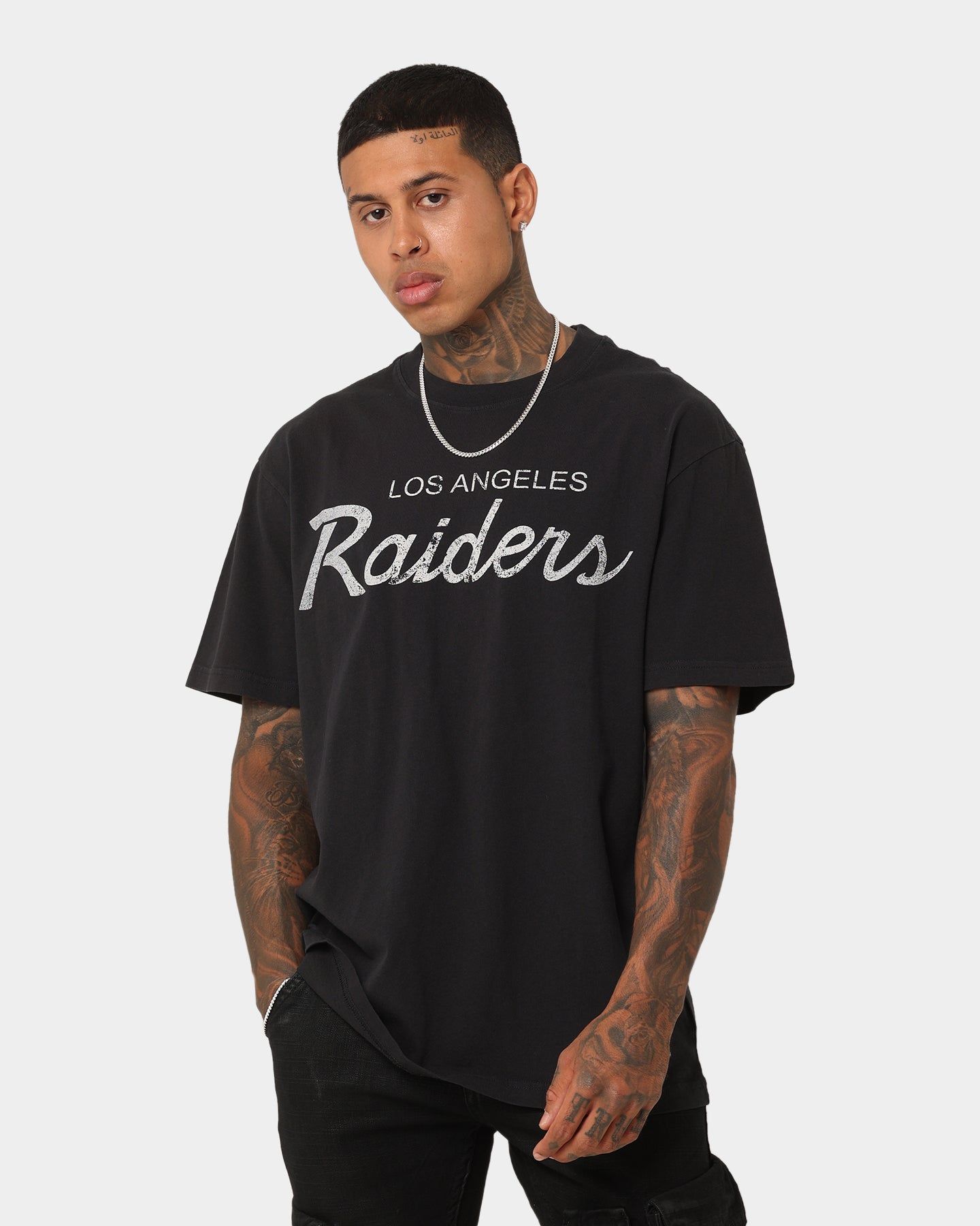 Mitchell & Ness Los Angeles Raiders Script T-Shirt Faded Black sold by Culture Kings