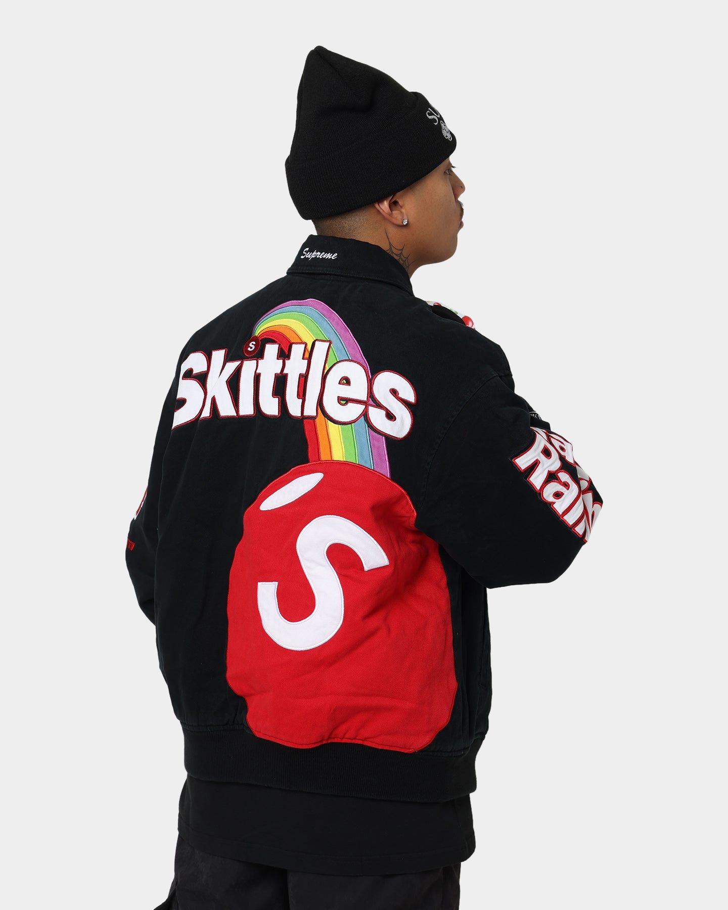 Supreme X Mitchell & Ness X Skittles Varsity Jacket Black sold by Culture Kings product image thumbnail 2