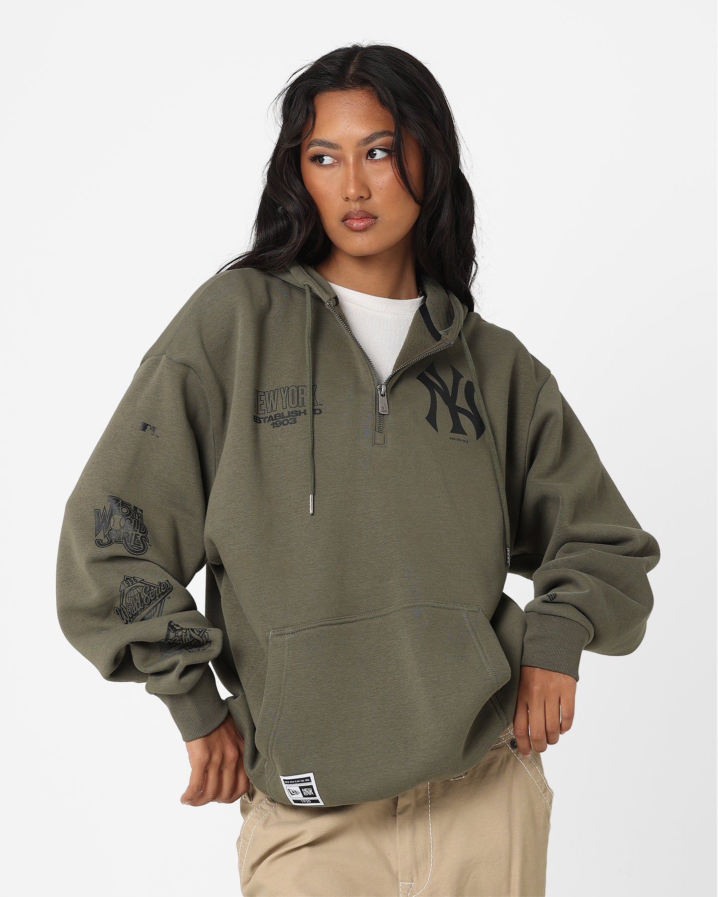 New Era New York Yankees 1/4 Zip Hoodie Green sold by Culture Kings