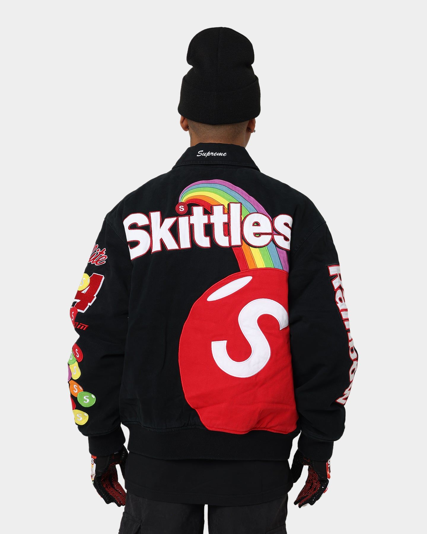 Supreme X Mitchell & Ness X Skittles Varsity Jacket Black sold by Culture Kings product image thumbnail 5