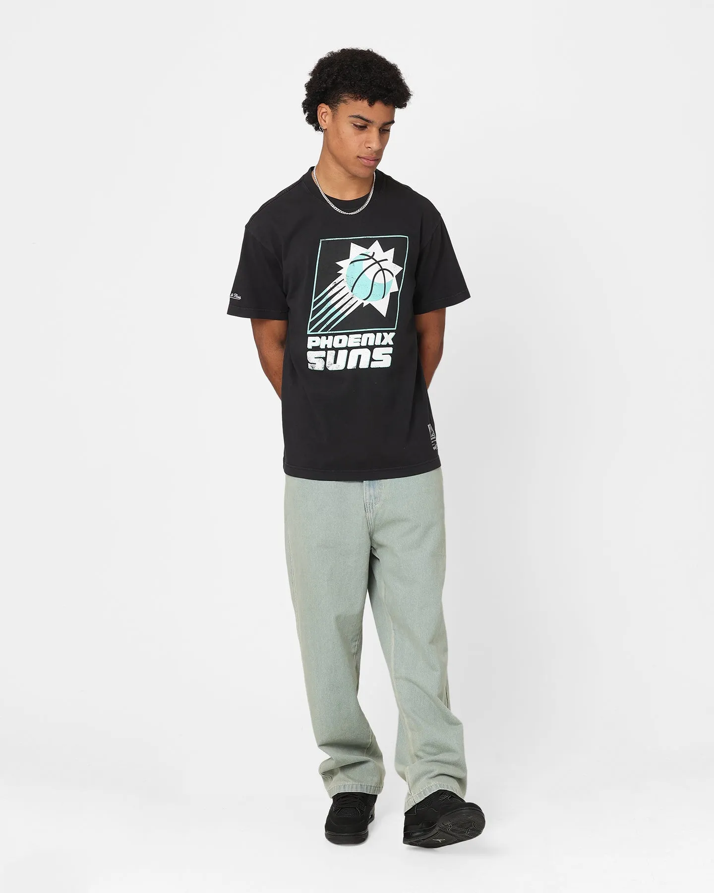 Mitchell & Ness Phoenix Suns Ice Blue Logo T-Shirt Faded Black sold by Culture Kings product image thumbnail 2