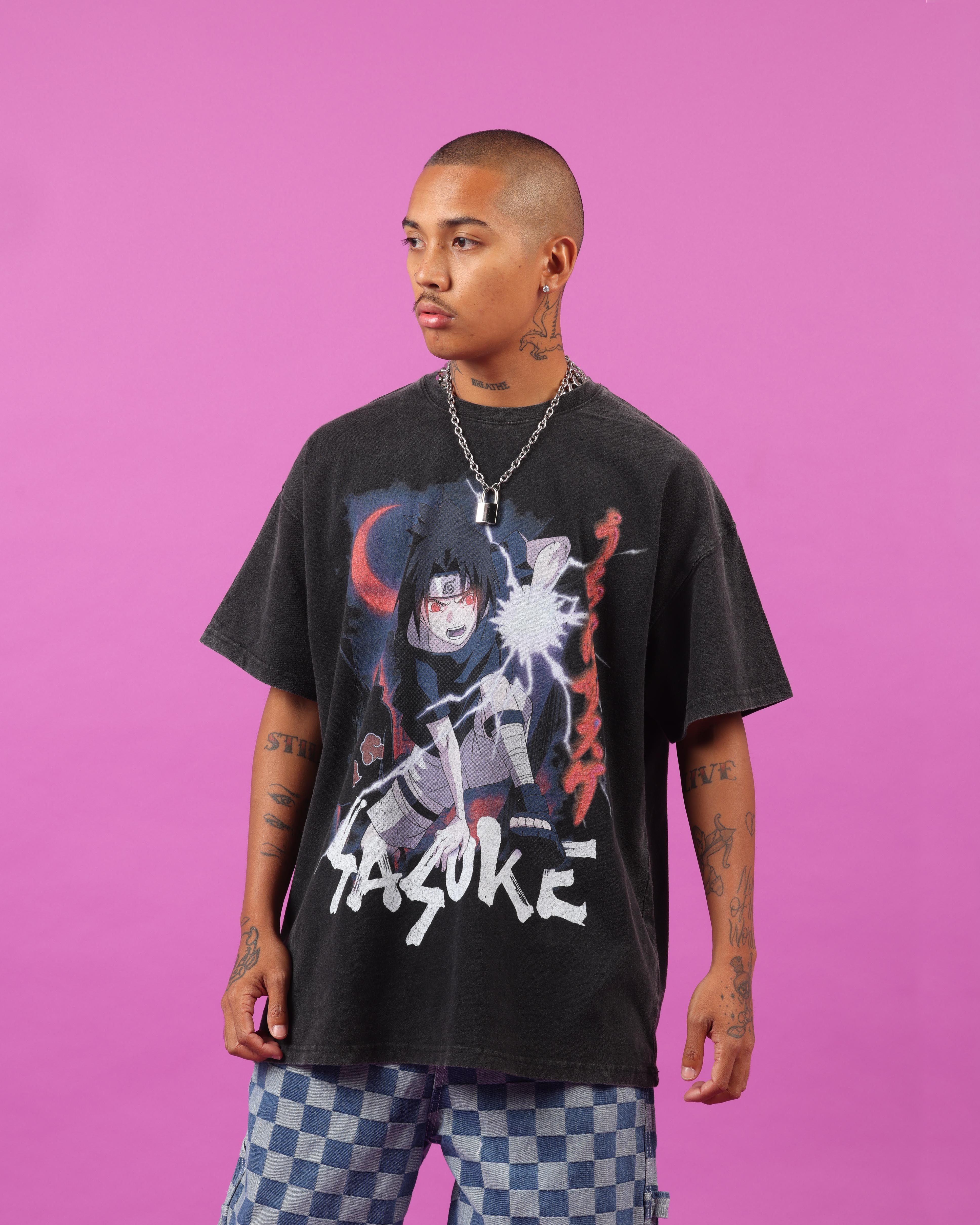 Goat Crew X Naruto Sasuke Premium Vintage T-Shirt Vintage Black sold by Culture Kings