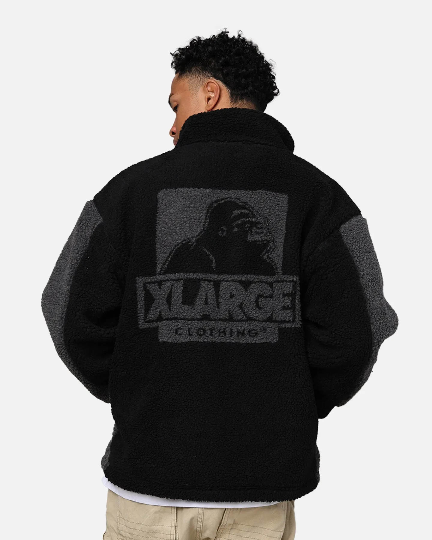 X-Large Panelled Boa Fleece Jacket Black sold by Culture Kings