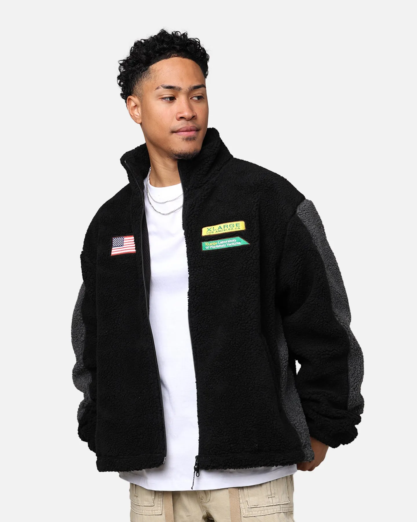 X-Large Panelled Boa Fleece Jacket Black sold by Culture Kings product image thumbnail 2