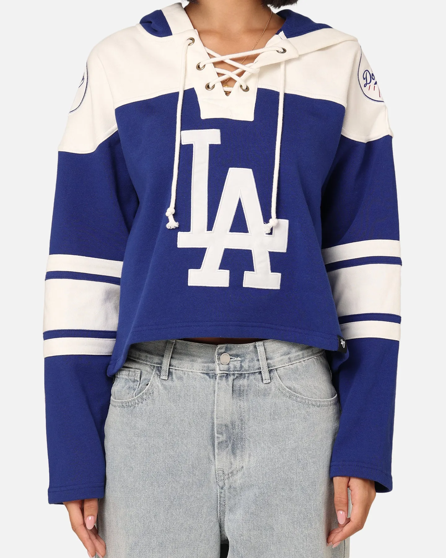 47 Brand Women's Los Angeles Dodgers Cropped Lacer Hoodie