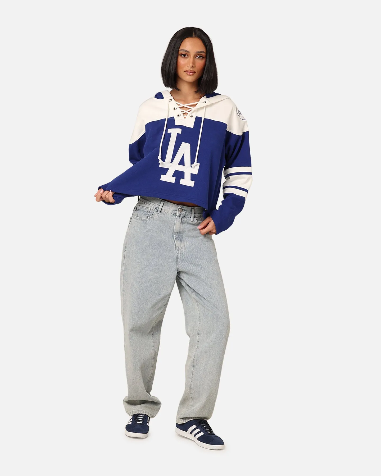 47 Brand Women's Los Angeles Dodgers Cropped Lacer Hoodie Royal sold by Culture Kings product image thumbnail 3