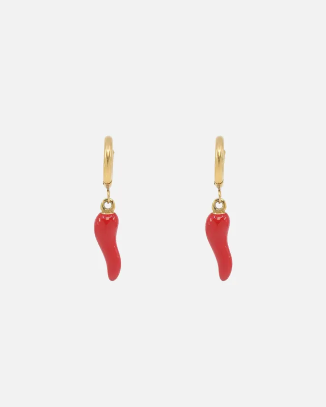Saint Morta Chilli Hoop Earrings Gold/Red sold by Culture Kings