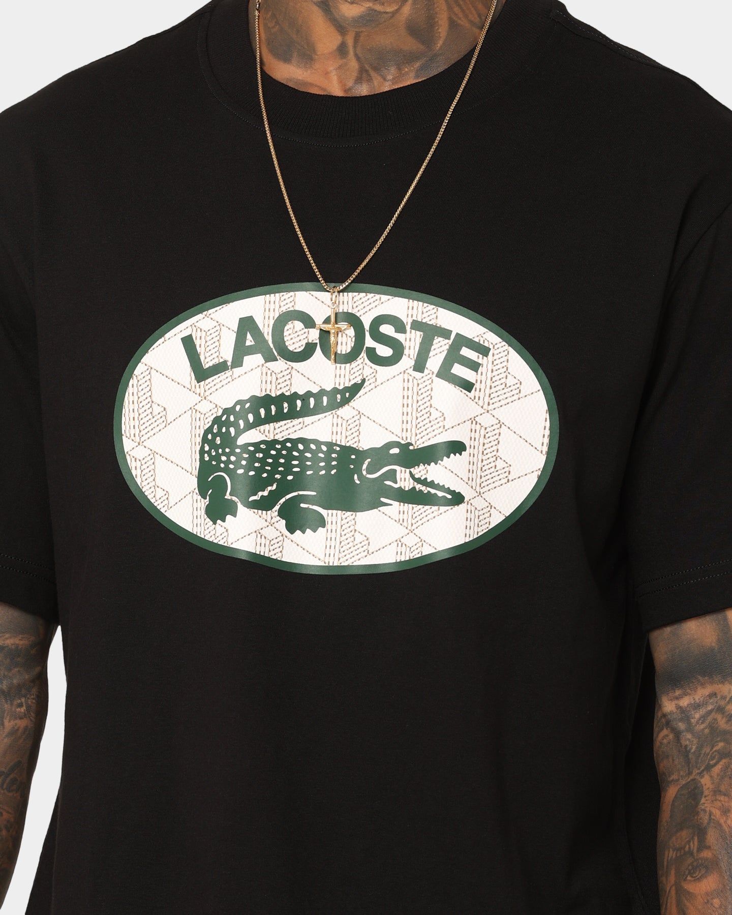 Lacoste Monogram Logo T-Shirt Black sold by Culture Kings product image thumbnail 3