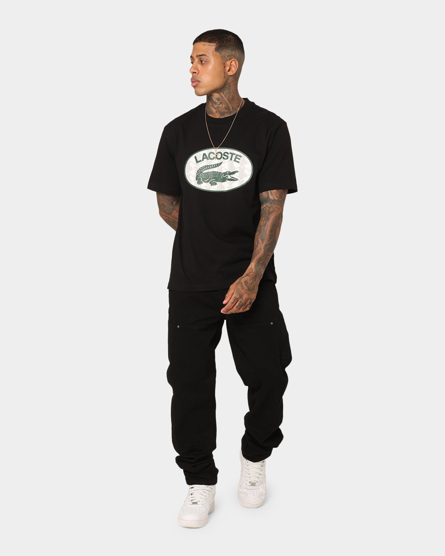 Lacoste Monogram Logo T-Shirt Black sold by Culture Kings product image thumbnail 2