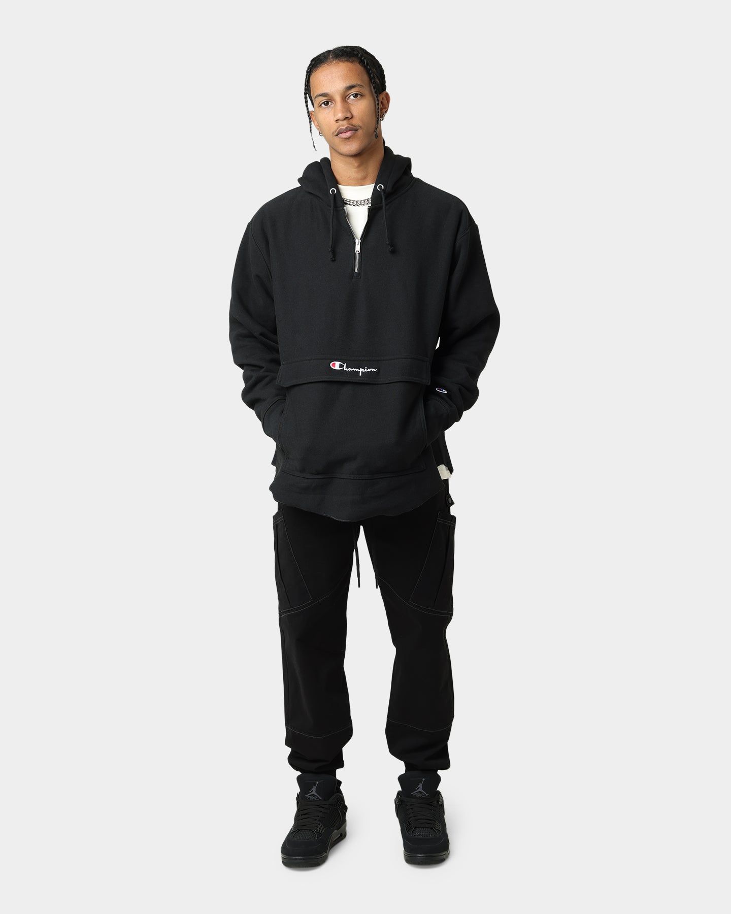 Champion Reverse Weave Boxy Anorak Hoodie Black sold by Culture Kings product image thumbnail 2