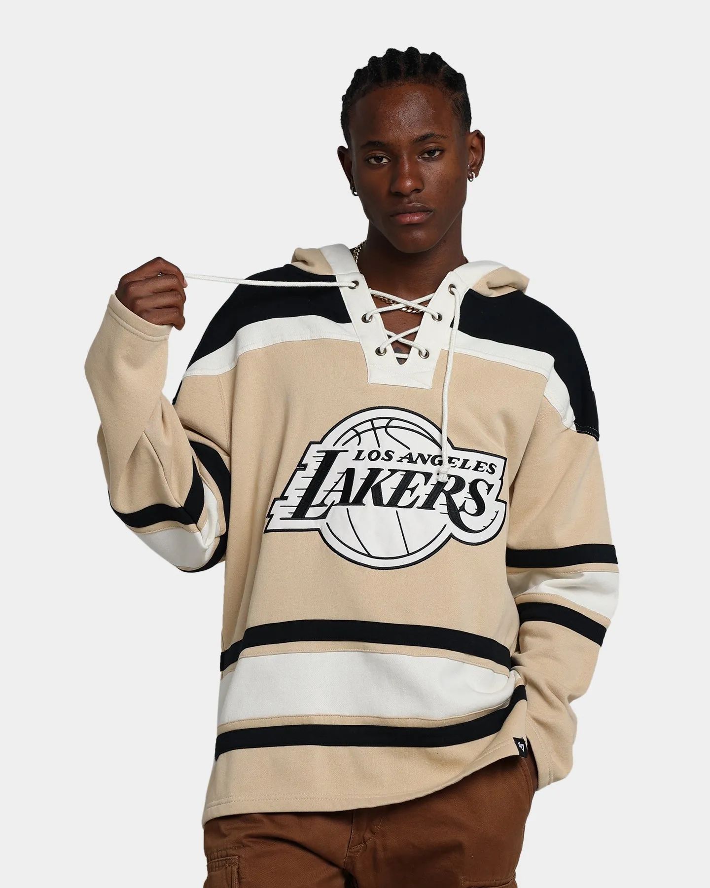 47 Brand Los Angeles Lakers Superior Lacer Hoodie Khaki sold by Culture Kings