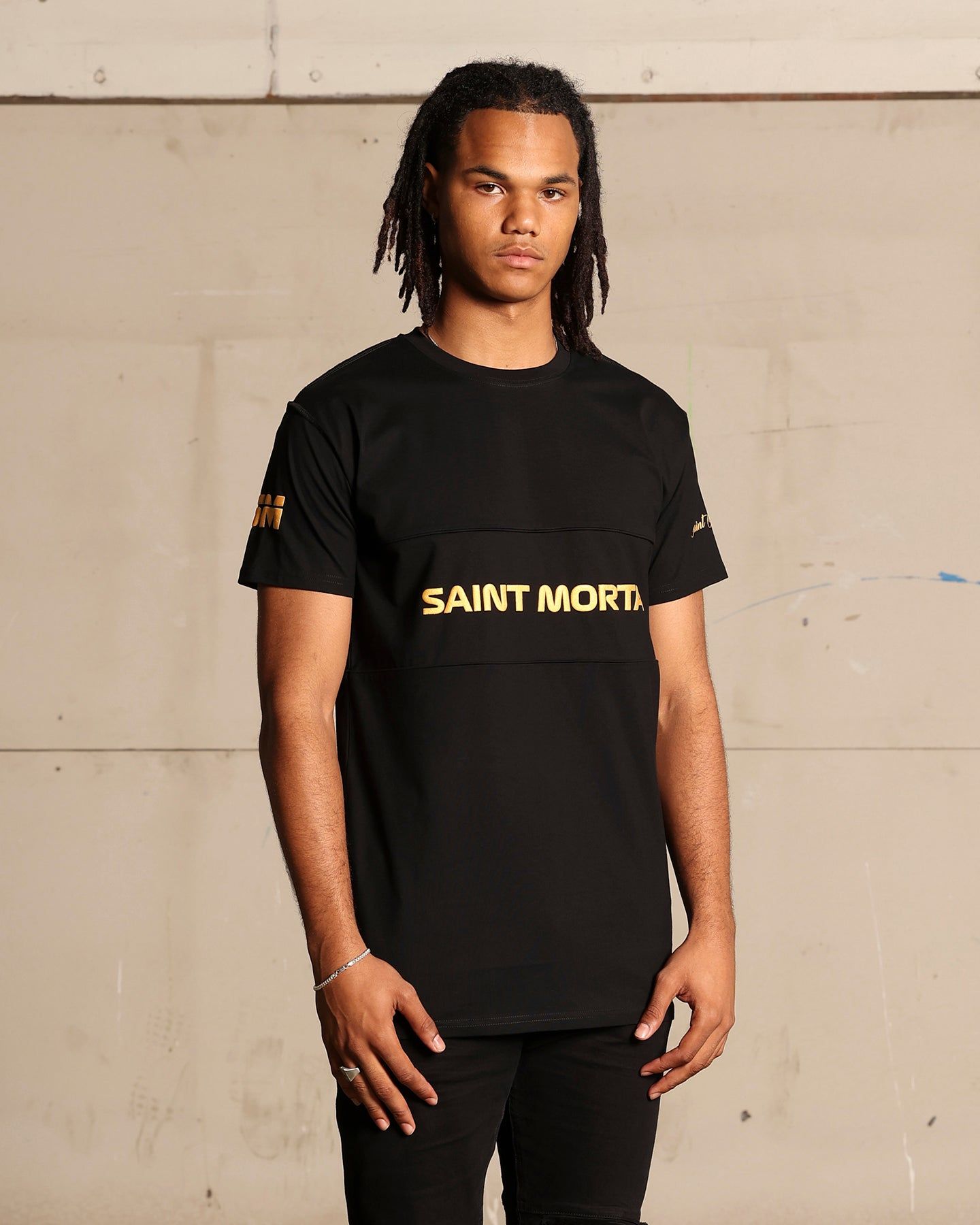 Saint Morta Moto Lafayette T-Shirt Black/Gold sold by Culture Kings