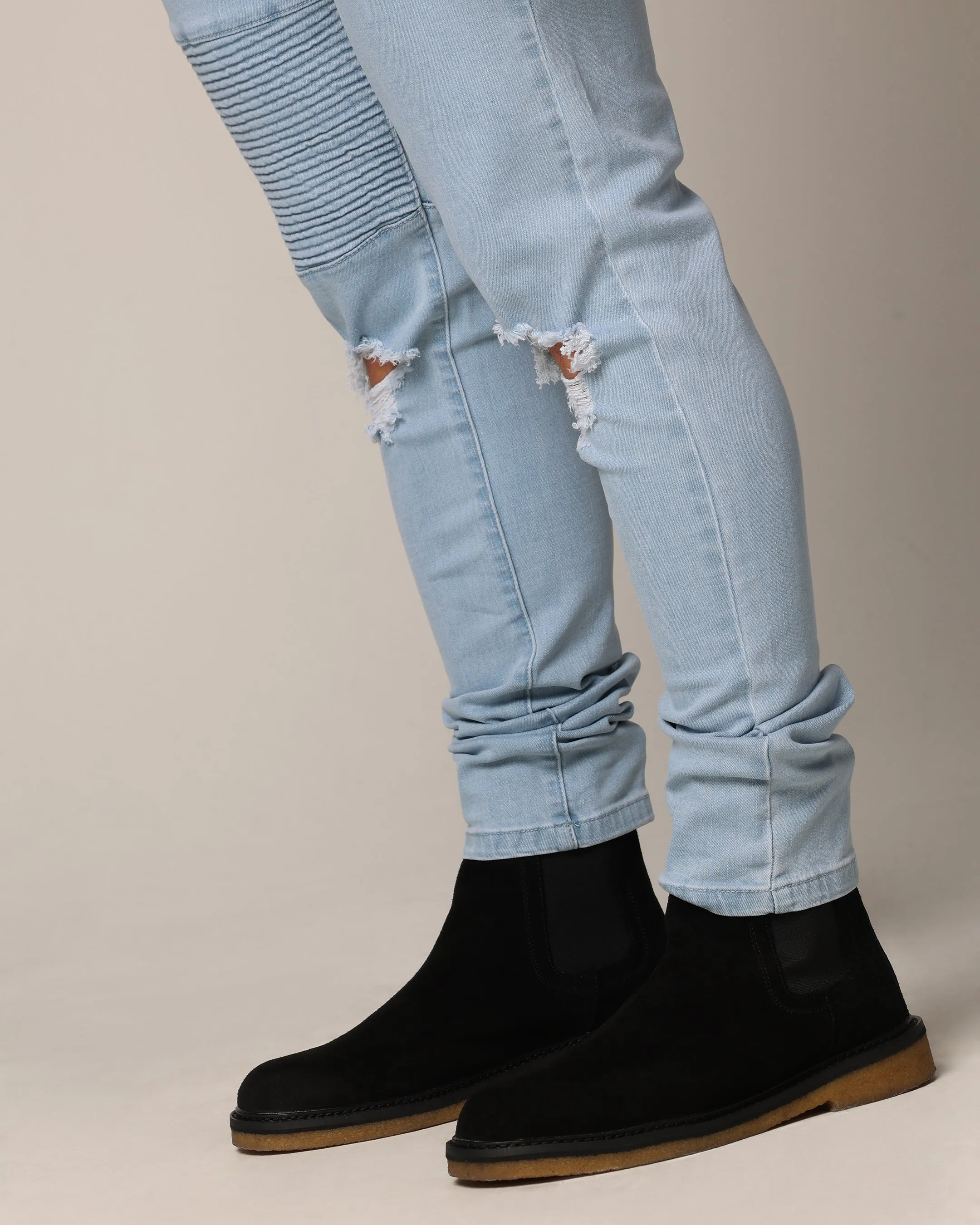 Saint Morta Men's Index Distressed Biker Jeans Light Blue sold by Culture Kings product image thumbnail 4