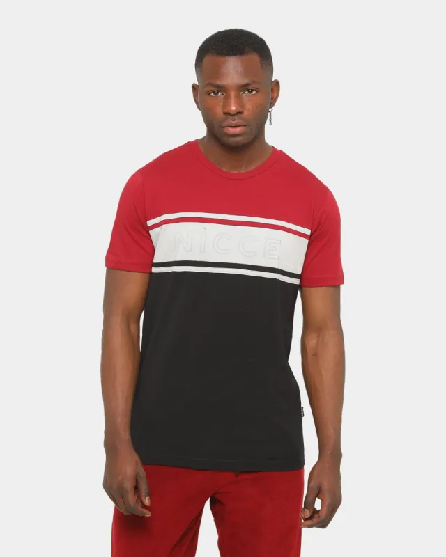 Nicce Men's Panel Short Sleeve T-Shirt Merlot/Black made by Culture Kings