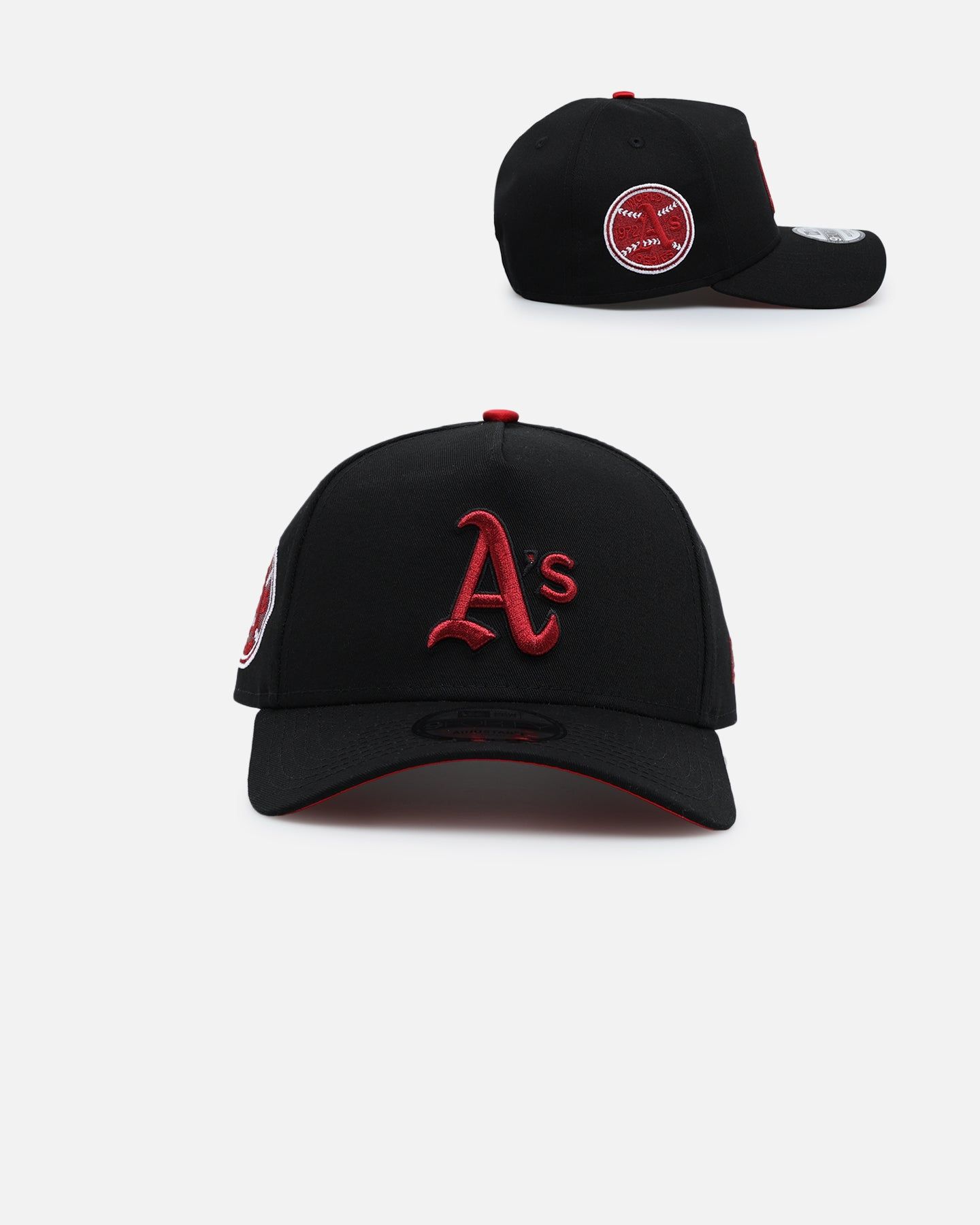 New Era Oakland Athletics 'Satin Scarlet' 9FORTY A-Frame Snapback Black/Scarlet sold by Culture Kings