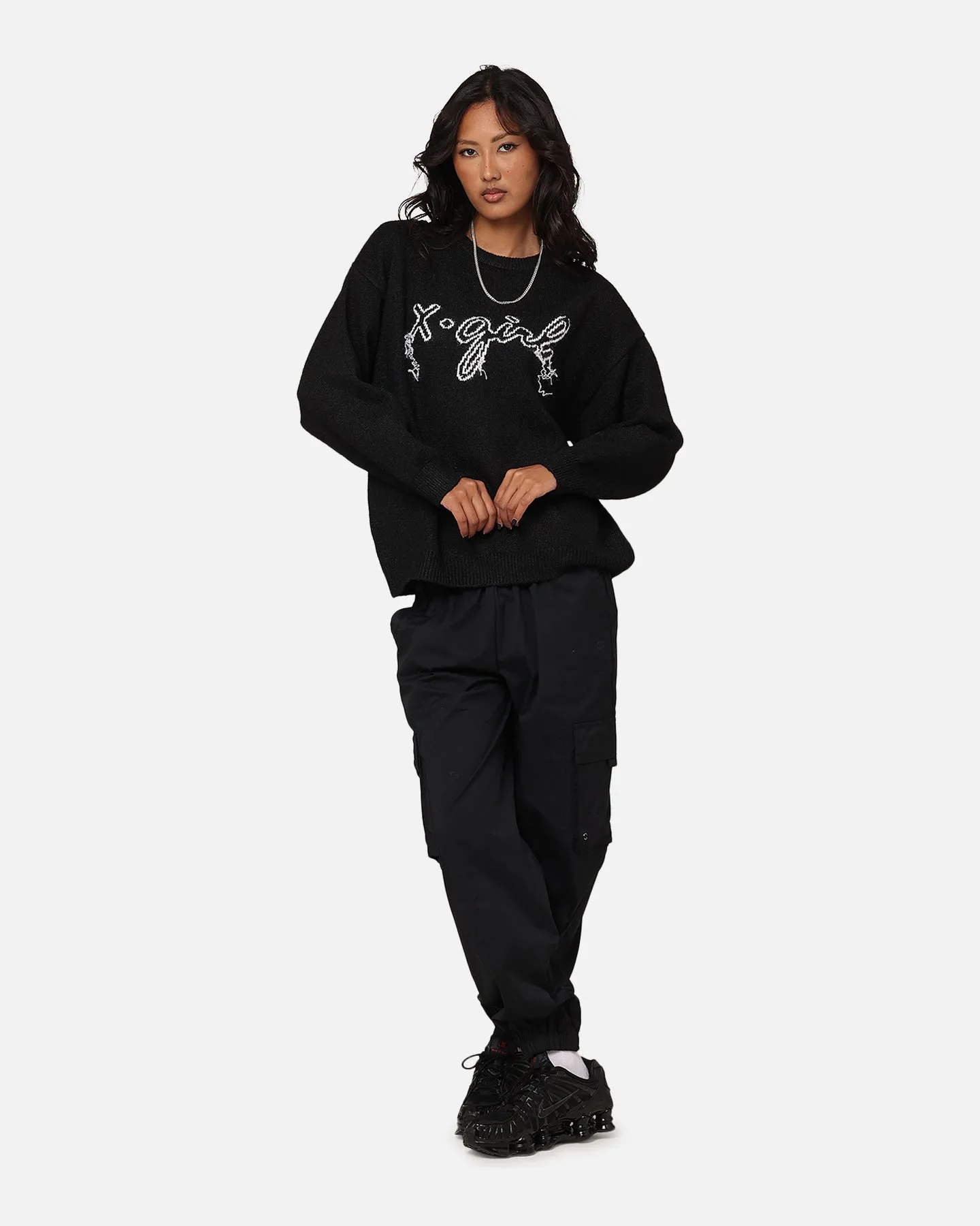X-Girl Women's Drop Stitch Oversized Knit Crewneck Black sold by Culture Kings product image thumbnail 2