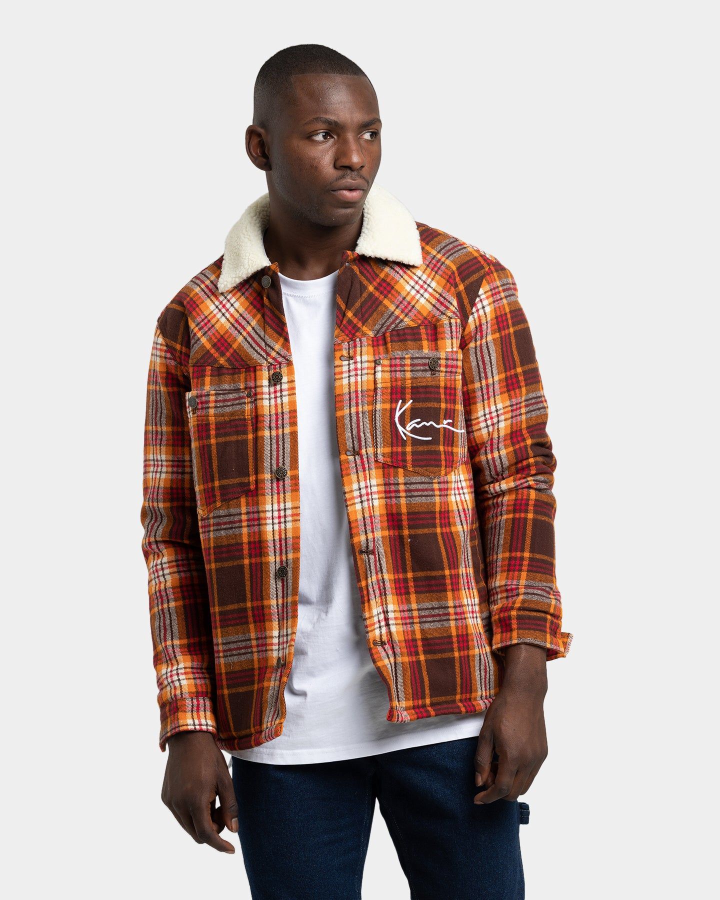 Karl Kani Men's Flannel Shirt Jacket Dark Red sold by Culture Kings
